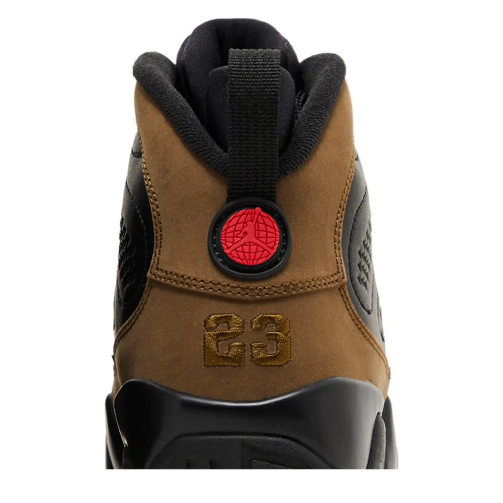 Air Jordan 9 Retro (GS) 'Black True Red Light Olive' sneaker, alternate view 9