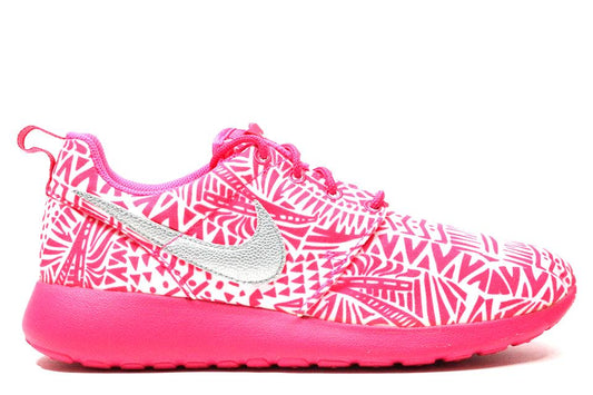 NIKE ROSHE RUN PRINT (GS) "White/Pink"